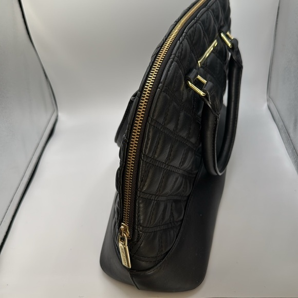 Anne Klein black quilted with tan polka dot interior bag - Picture 3 of 13